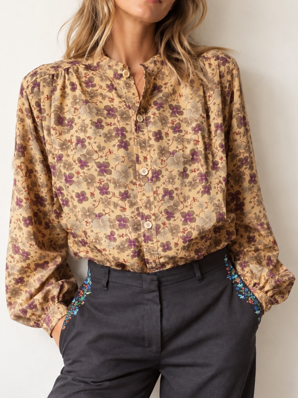 Vintage 70’s Marc Friese Floral Blouse Cottagecore Boho Sz 12
